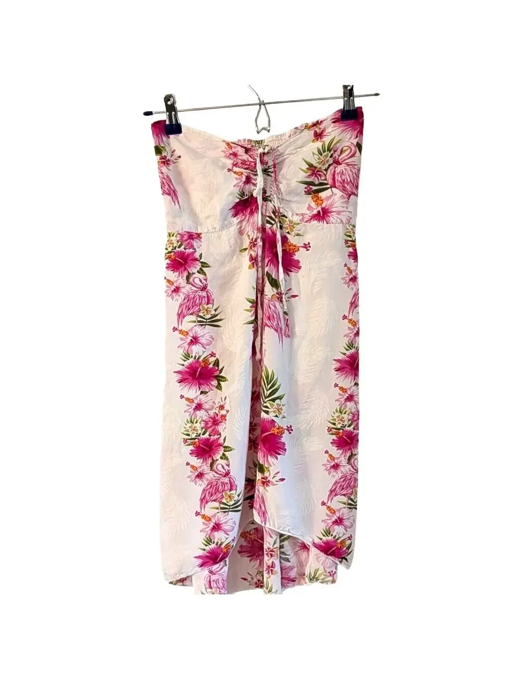 Tropical Flamingo Hibiscus Halter Dress Pink Hawaii Resort Girls 10